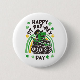 Regenbogen Glücklich St Pat Trex Tag Dino St Patri Button