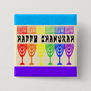 Regenbogen glückliche Chanukah Knöpfe Button