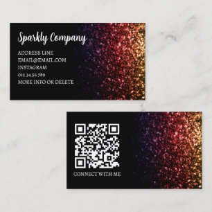 Regenbogen Gold Rot Glanz Schwarz Elegant QR-Code Visitenkarte