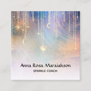 *~* Regenbogen Gold Sparkle Moon Sun Celestis Quadratische Visitenkarte