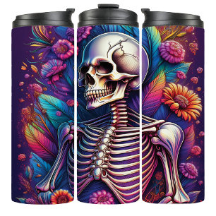Regenbogen-Goth-Skelett-Halloween-Reise-Tumbler Thermosbecher