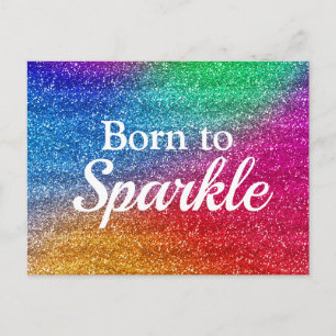 Regenbogen-Gradient Glitter Born to Sparkle Postkarte