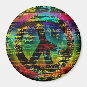 Regenbogen-Grunge-Friedensmagnet, Bunt Magnet