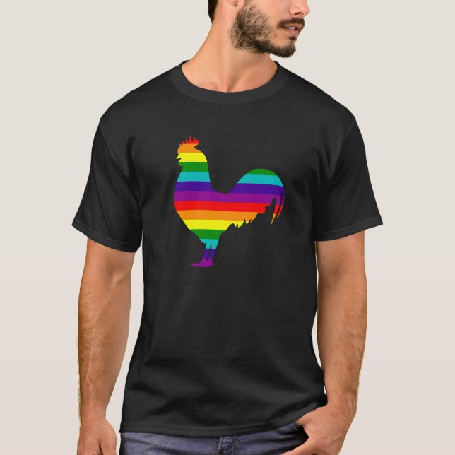 Regenbogen-Hahn T-Shirt (Vorderseite)