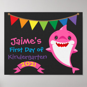 Regenbogen-Hai Erster Schultag Schultafel  Poster