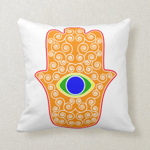 Regenbogen Hamsa-Hand der Miriam-Hand von Kissen