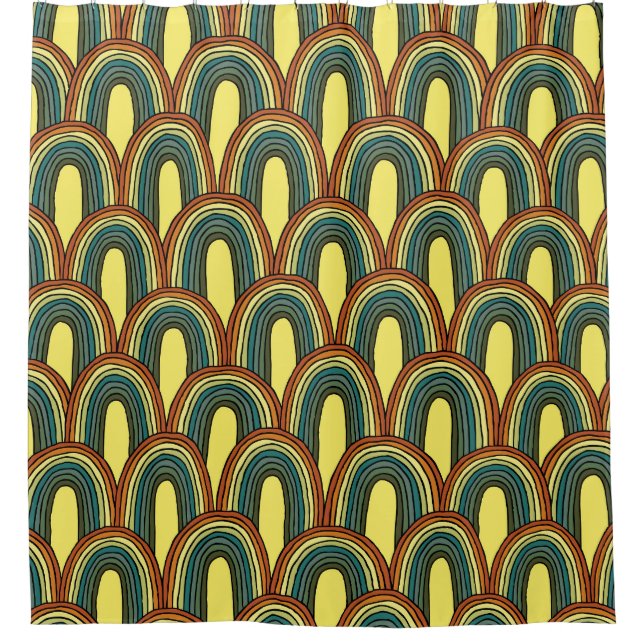 Regenbogen Hand Gezeichnet: Vintager Nahtloser Arm Duschvorhang (Vorderseite)