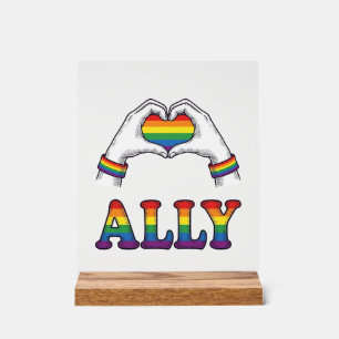 Regenbogen Hände Herz Vintage Pride Shirt Design Acrylschild