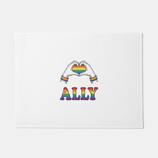 Regenbogen Hände Herz Vintage Pride Shirt Design Fußmatte (Vorderseite)