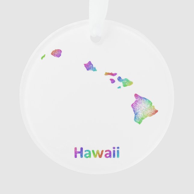 Regenbogen-Hawaii-Karte Ornament (Vorderseite)