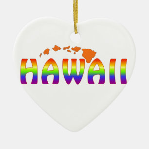 Regenbogen-Hawaii-Orangeninseln Keramik Ornament