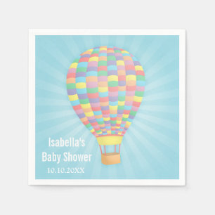 Regenbogen-Heißluftballon-Baby-Shower-Papier-Servi Serviette