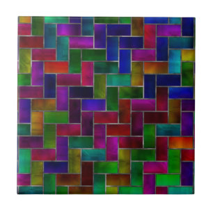 Regenbogen-Herringbone-Ziegelglasfenster Fliese