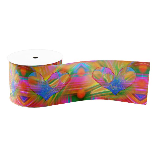 Regenbogen-Herz-Band Ripsband (Spule)