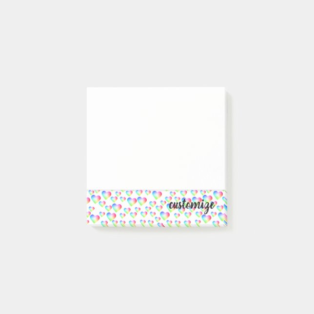 Regenbogen-Herz-Blasen Post-it Klebezettel (Vorderseite)