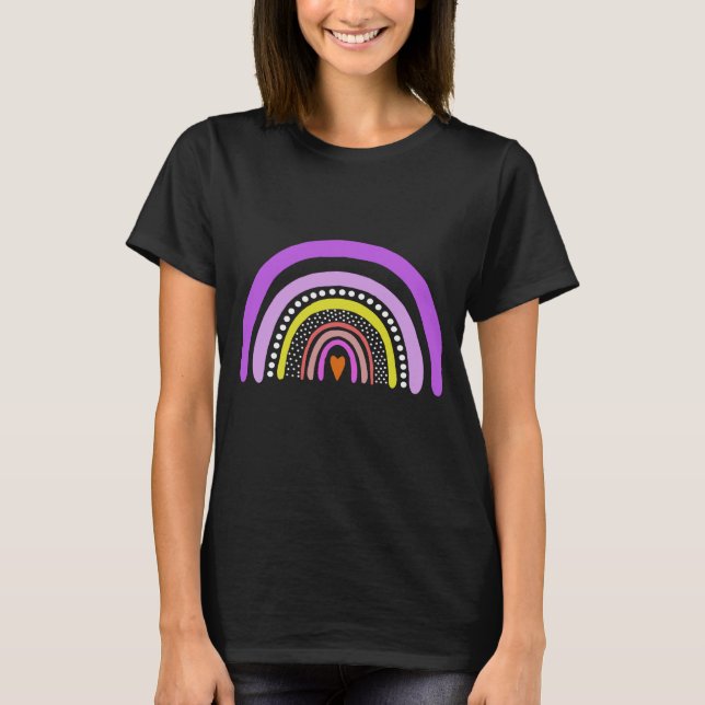 Regenbogen-Herz-Boho-Doodle-T-Shirt T-Shirt (Vorderseite)