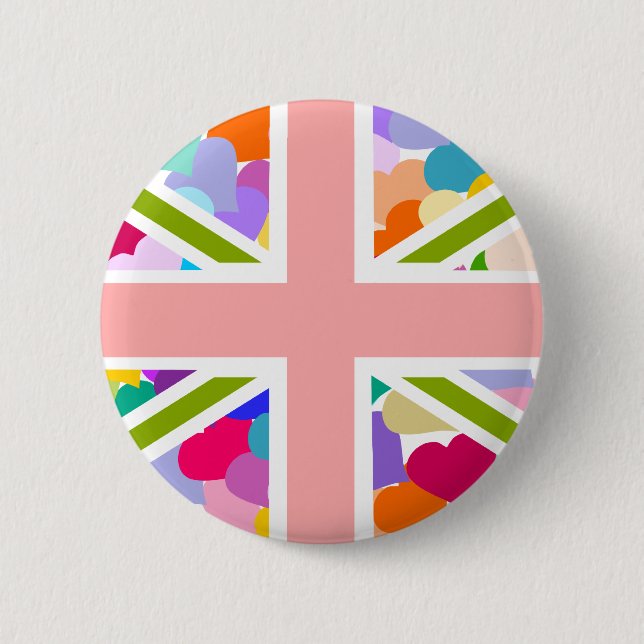 Regenbogen-Herz-Gewerkschafts-Jack Button (Vorderseite)
