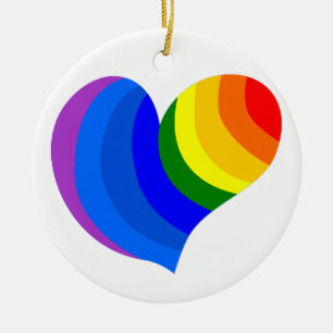 Regenbogen-Herz Keramikornament