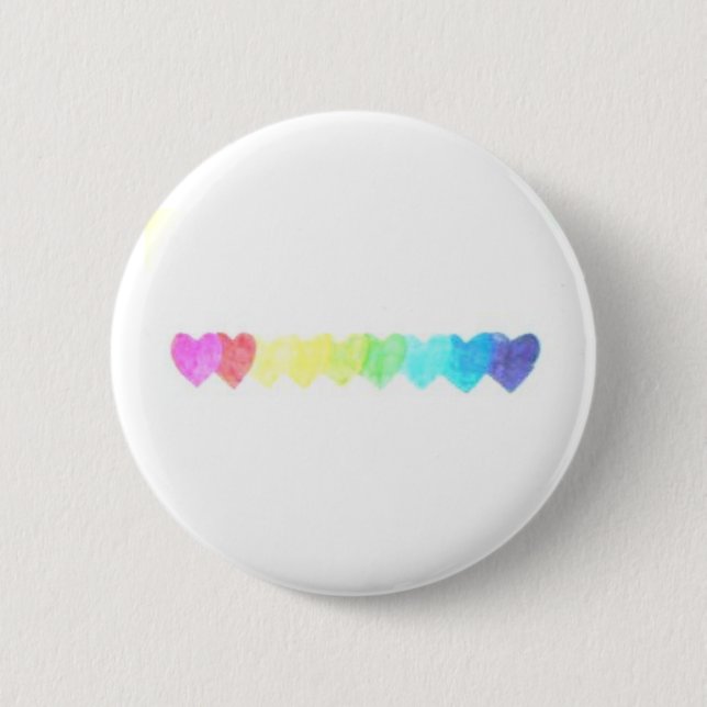 Regenbogen-Herz-Knopf (verblaßt) Button (Vorderseite)