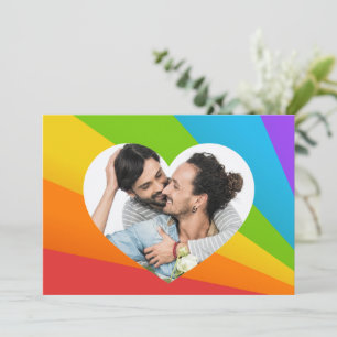 Regenbogen-Herz Schwules Paar Foto Benutzerdefinie Karte