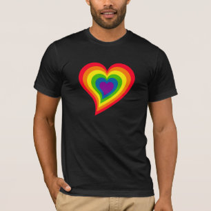 Regenbogen-Herz-Shirt - wählen Sie Art u. Farbe T-Shirt