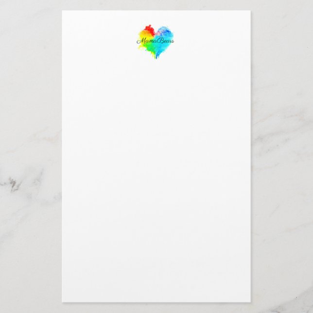 Regenbogen-Herz-stationäres Papier (Vorderseite)