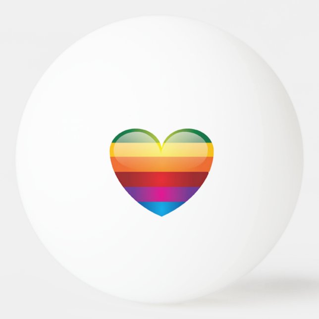 Regenbogen-Herz Tischtennisball (Vorderseite)