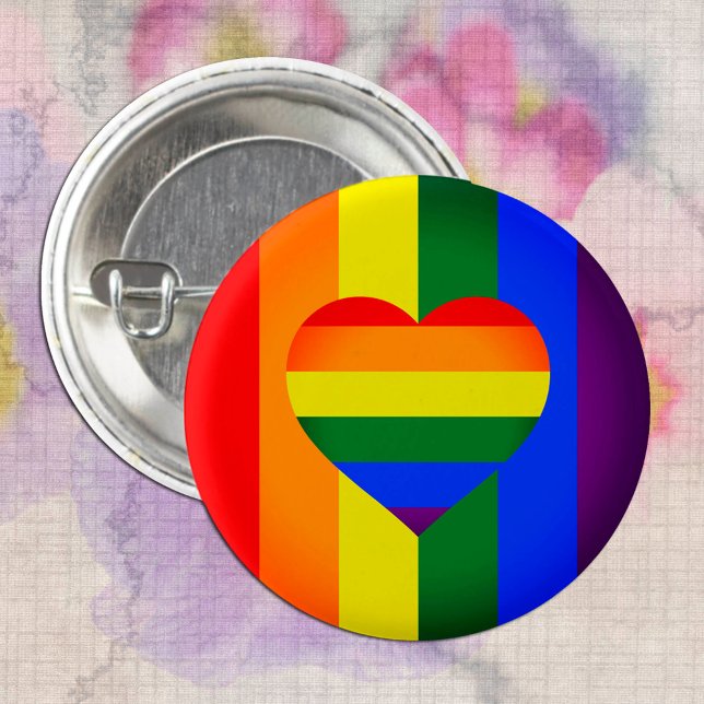 Regenbogen-Herz-und-Regenbogenflagge /LGBT-Gemeins Button (Von Creator hochgeladen)