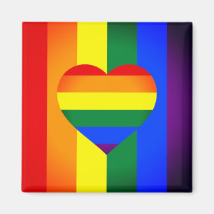 Regenbogen-Herz-und-Regenbogenflagge /LGBT-Gemeins Magnet