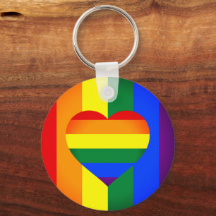 Regenbogen-Herz-und-Regenbogenflagge /LGBT-Gemeins Schlüsselanhänger