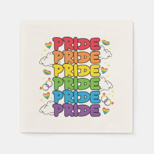 Regenbogen, Herz und Wolken - Wiederholter Stolz Serviette