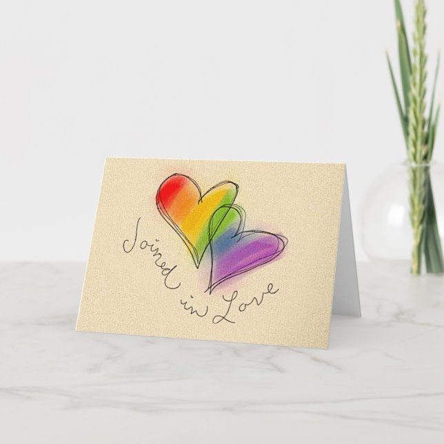 Regenbogen-Herz verbunden in der Liebe Karte (Vorderseite)