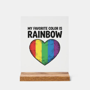 Regenbogen-Herz Vintage-Gravur Lieblingsfarbe-Shir Acrylschild