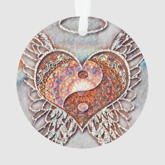Regenbogen Herz Yin Yang Ornament (Rückseite)