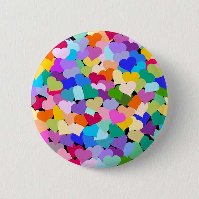Regenbogen-HerzConfetti Button (Vorderseite)