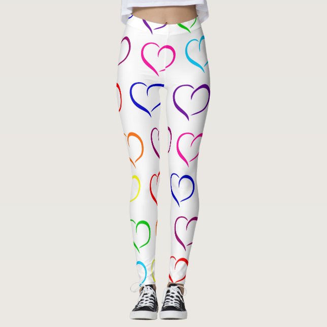 Regenbogen Herzdrucken, Valentinstag Leggings (Vorderseite)
