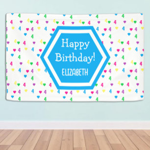 Regenbogen-Herzen 4. Geburtstag Banner