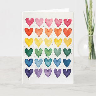 Regenbogen-Herzen-Aquarellkarte Karte