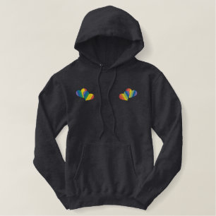 Regenbogen-Herzen besticktes Polo-Shirt Bestickter Hoodie