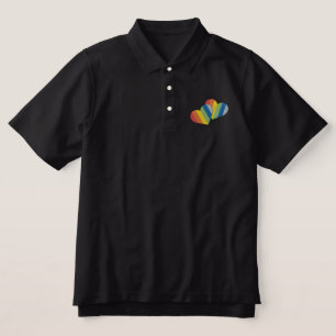 Regenbogen-Herzen besticktes Poloshirt