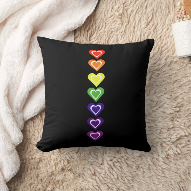 Regenbogen-Herzen Kissen (Decke)