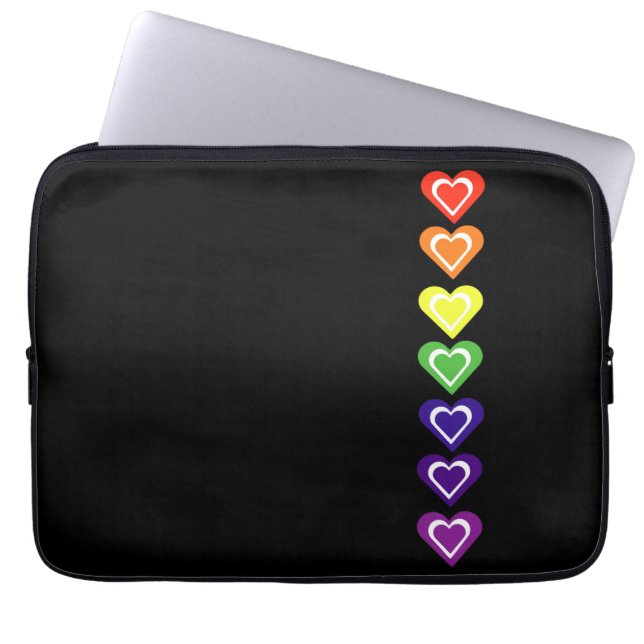 Regenbogen-Herzen Laptopschutzhülle (Vorderseite)