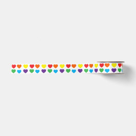 Regenbogen-Herzen-Muster Satinband