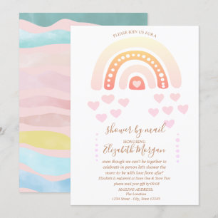 Regenbogen, Herzen, Streifen Virtuelle Babyparty p Einladung