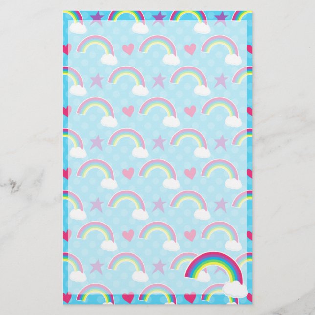 Regenbogen, Herzen u. Sterne Briefpapier (Vorderseite)