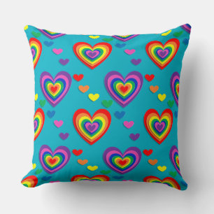 Regenbogen-Herzen Valentinstag Kissen