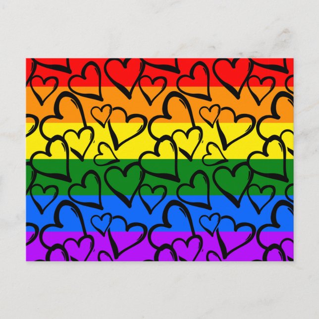 Regenbogen Herzmuster Feiertagspostkarte (Vorderseite)