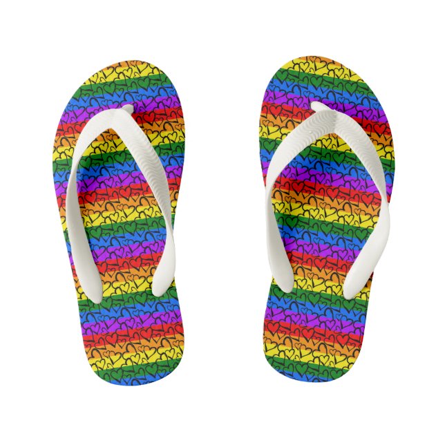 Regenbogen Herzmuster Kinderbadesandalen (Fußbett)