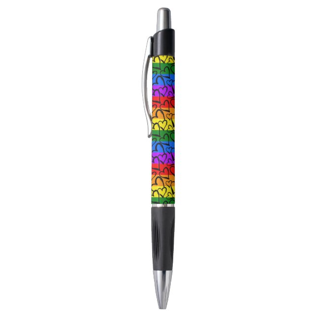Regenbogen Herzmuster Kugelschreiber (Oberseite (Vertikal))