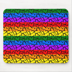 Regenbogen Herzmuster Mousepad